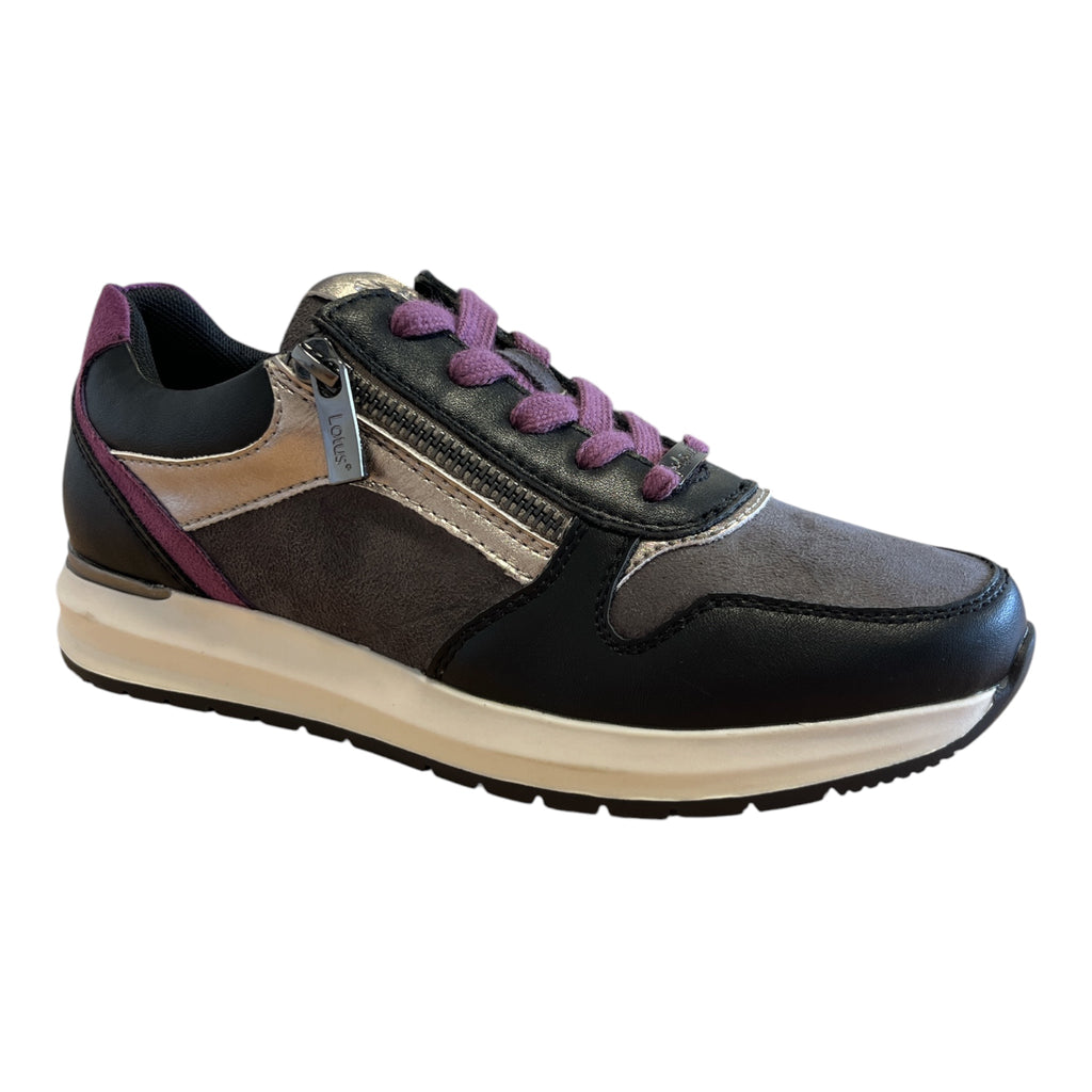 Lotus Venus Black and Purple Trainers