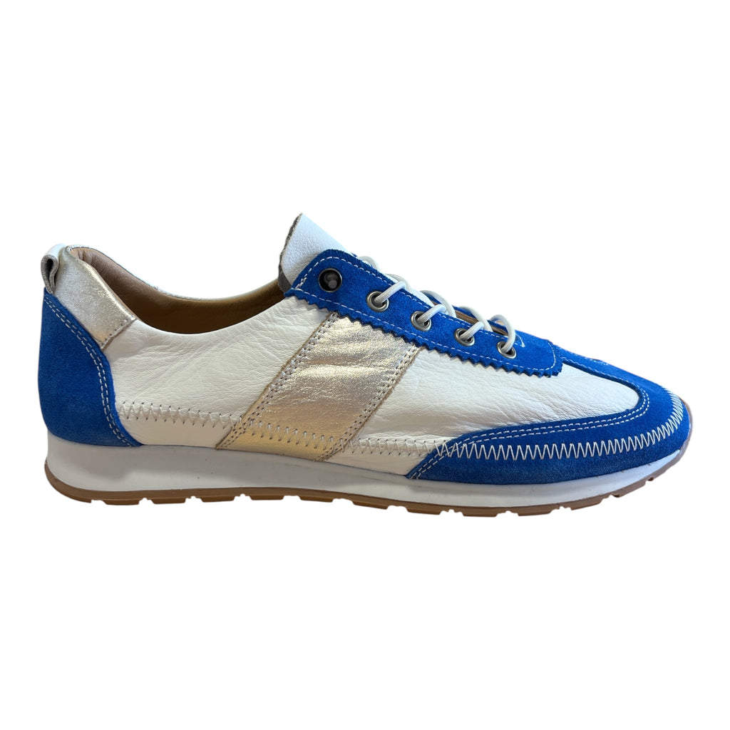 Lotus Lola White and Blue Slip-On Trainers