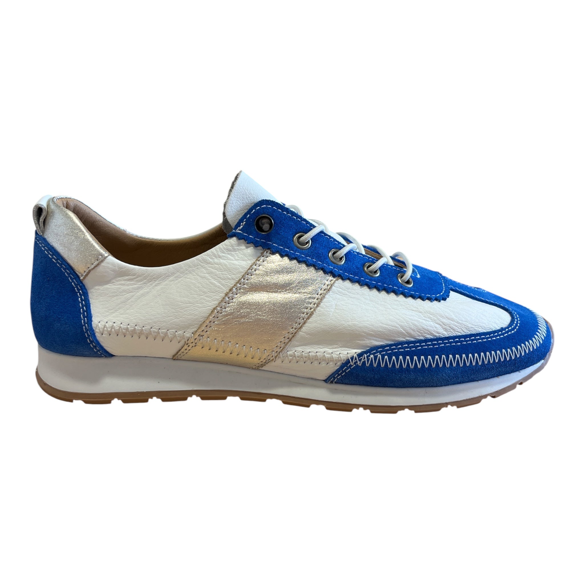 Lotus Lola White and Blue Slip-On Trainers