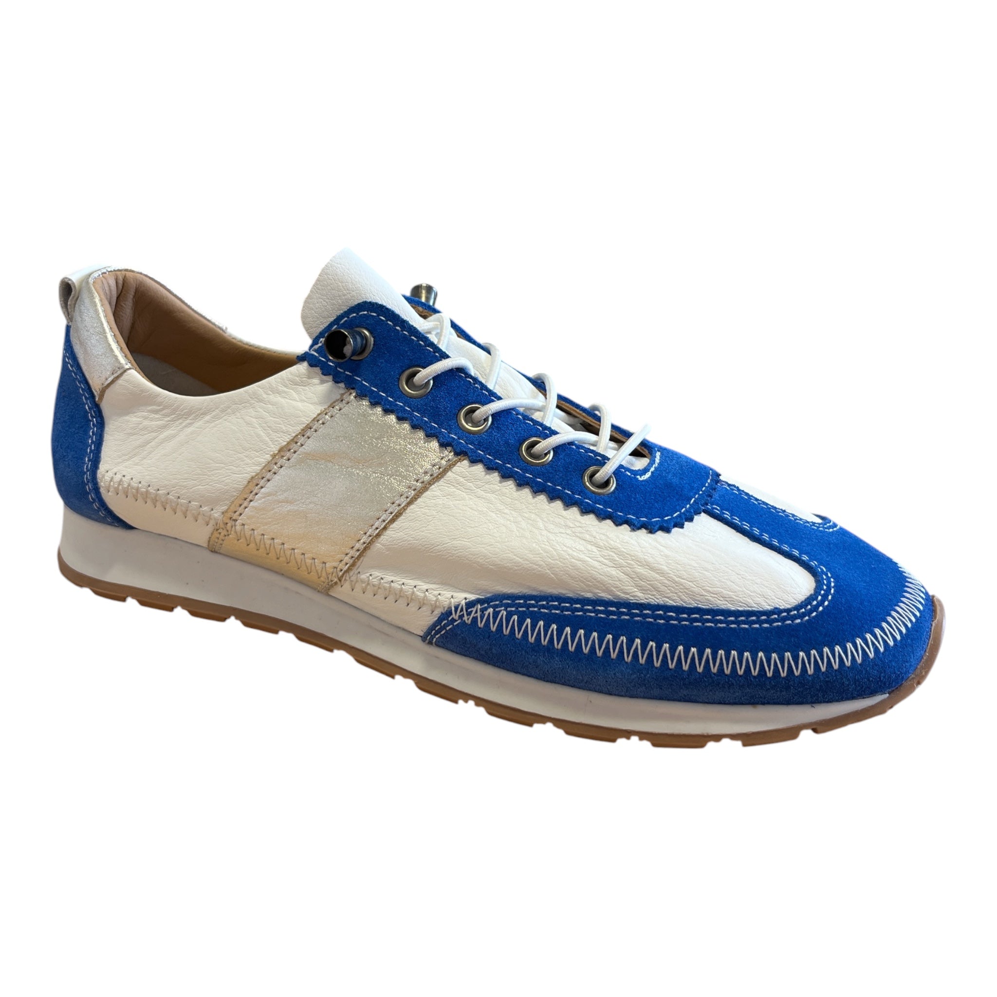 Lotus Lola White and Blue Slip-On Trainers
