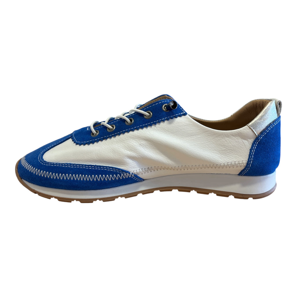 Lotus Lola White and Blue Slip-On Trainers