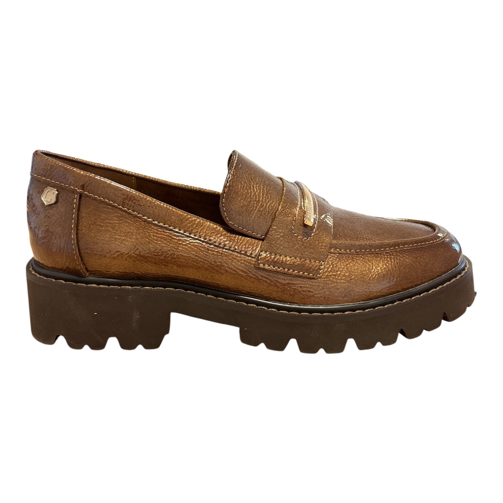 Carmela Light Brown Patent Loafers 163378