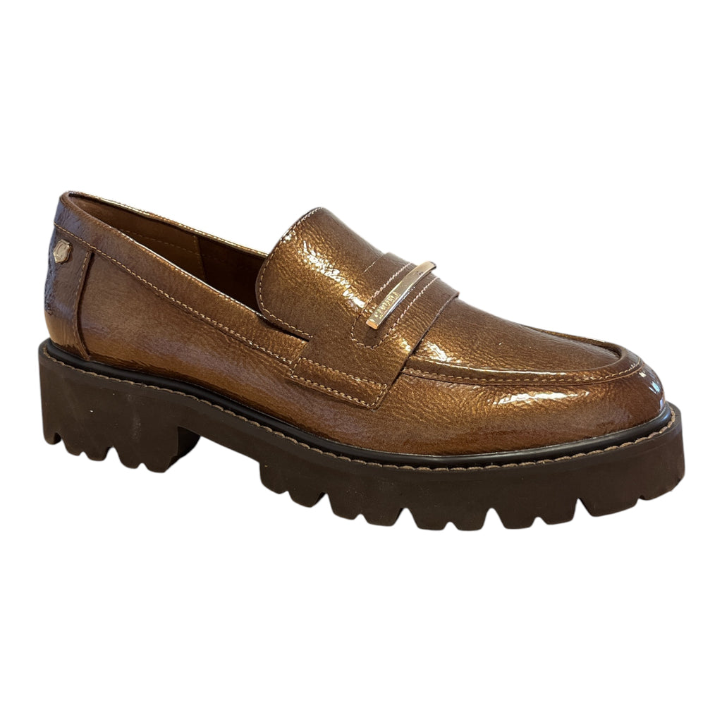 Carmela Light Brown Patent Loafers 163378