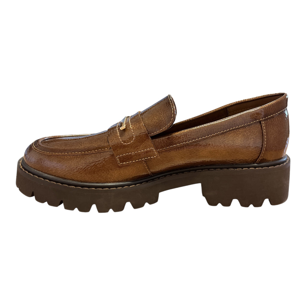 Carmela Light Brown Patent Loafers 163378