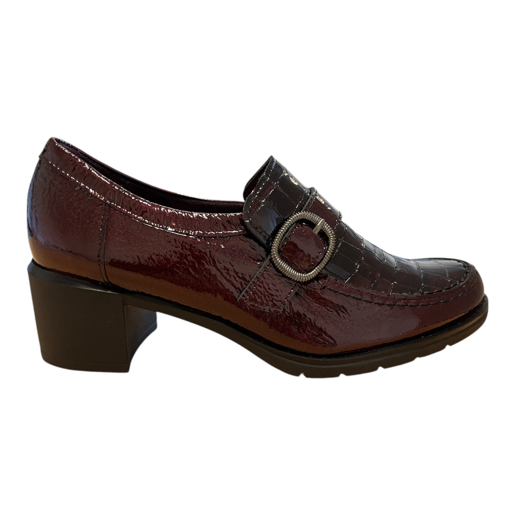 Pitillos Burgundy Patent Heeled Loafers