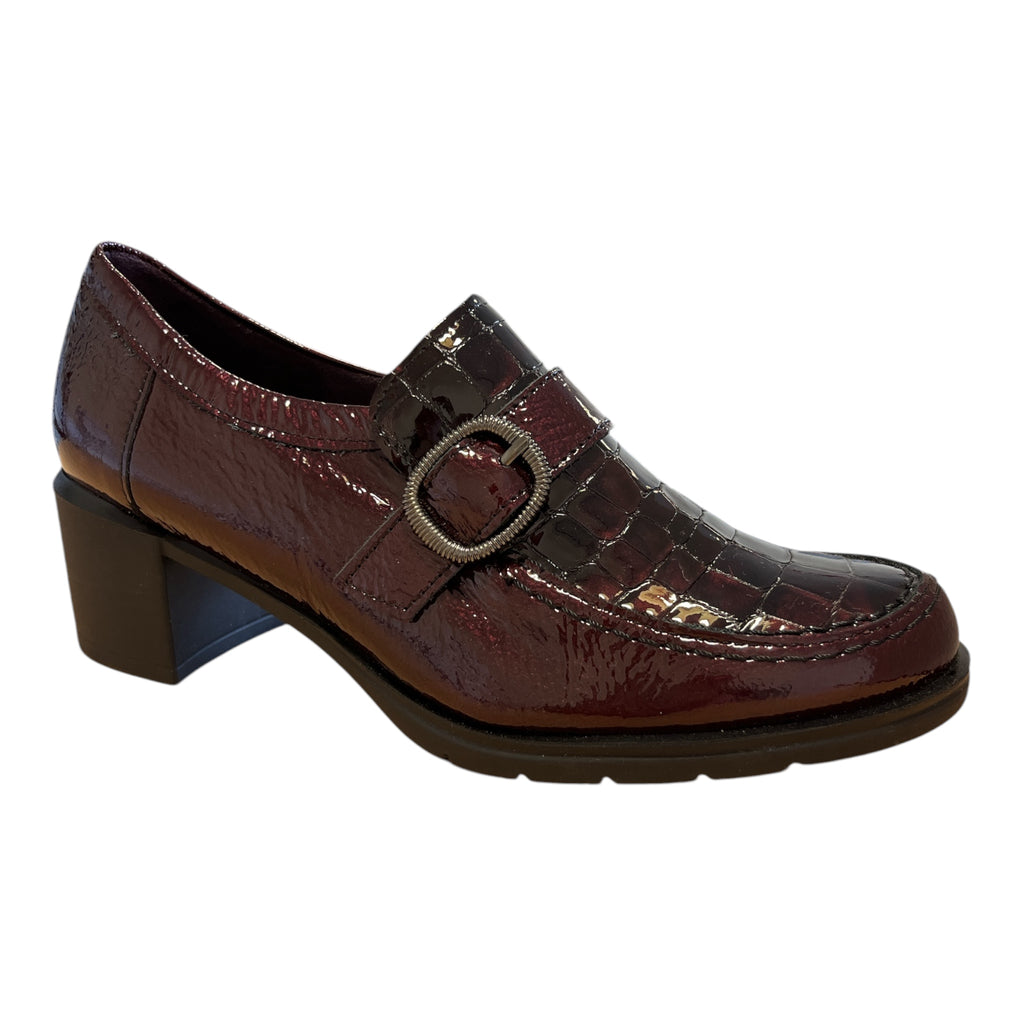 Pitillos Burgundy Patent Heeled Loafers