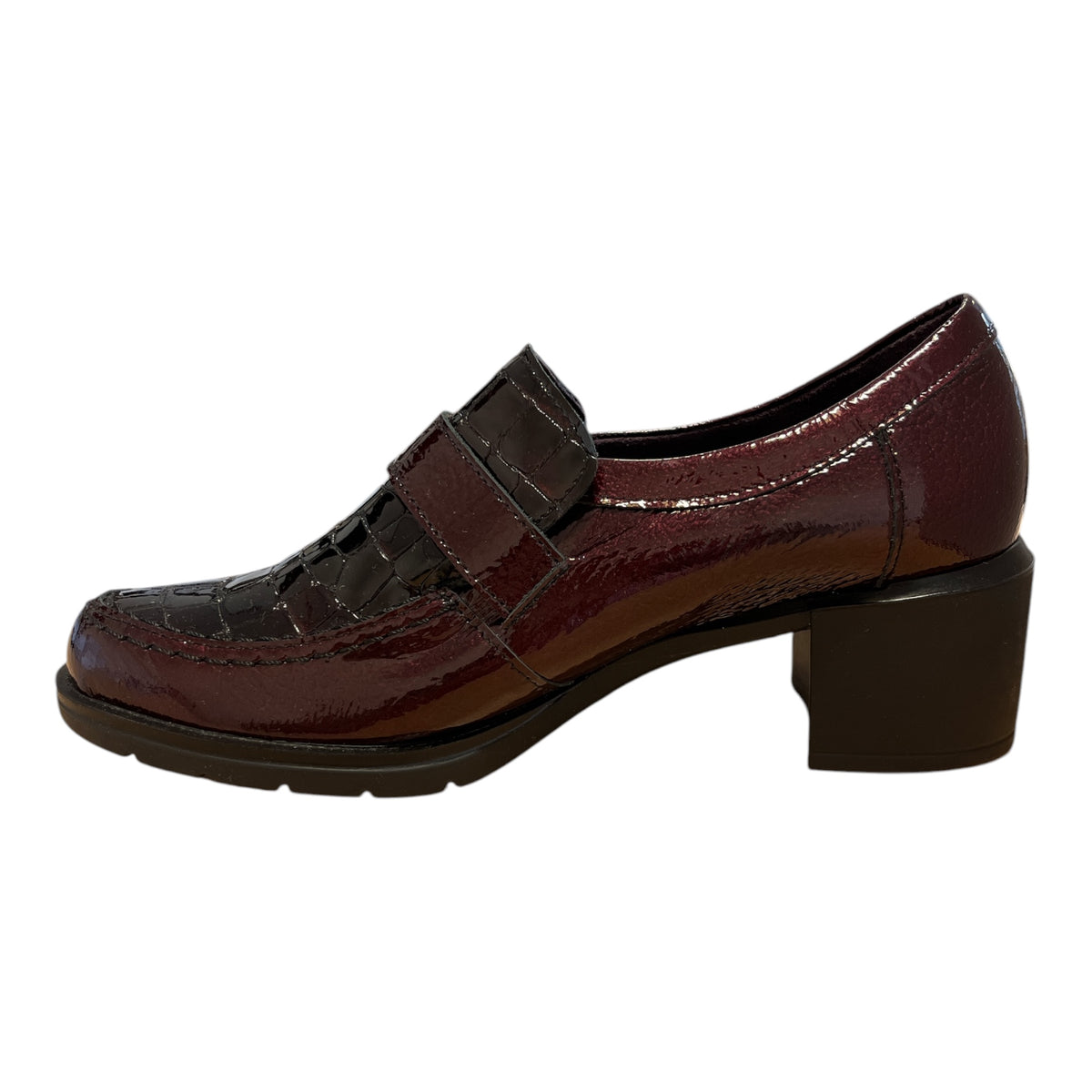 Pitillos Burgundy Patent Heeled Loafers