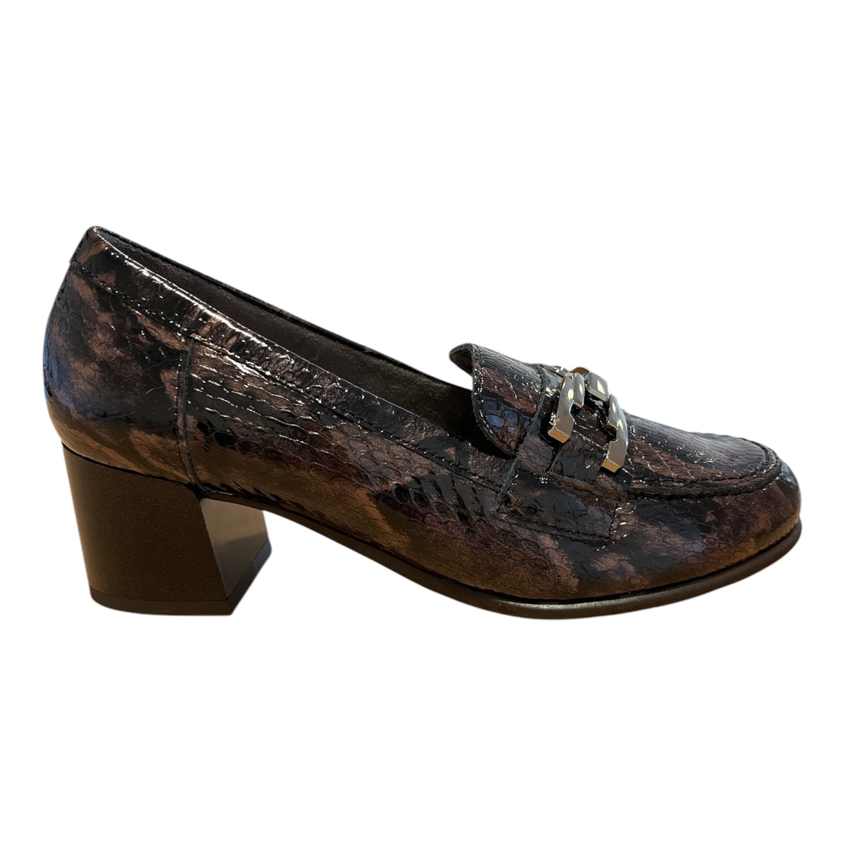 Pitillos Brown Patent Heeled Loafers 11.643
