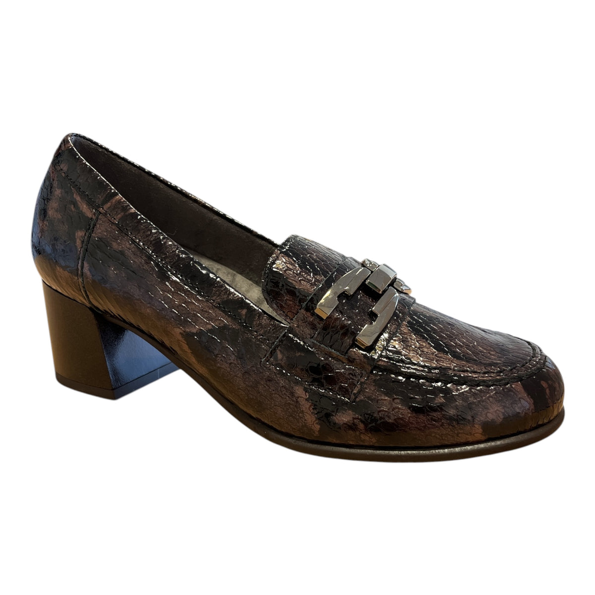Pitillos Brown Patent Heeled Loafers 11.643