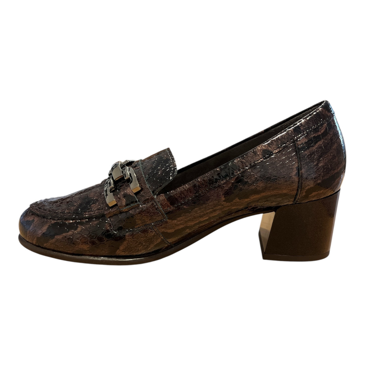 Pitillos Brown Patent Heeled Loafers 11.643