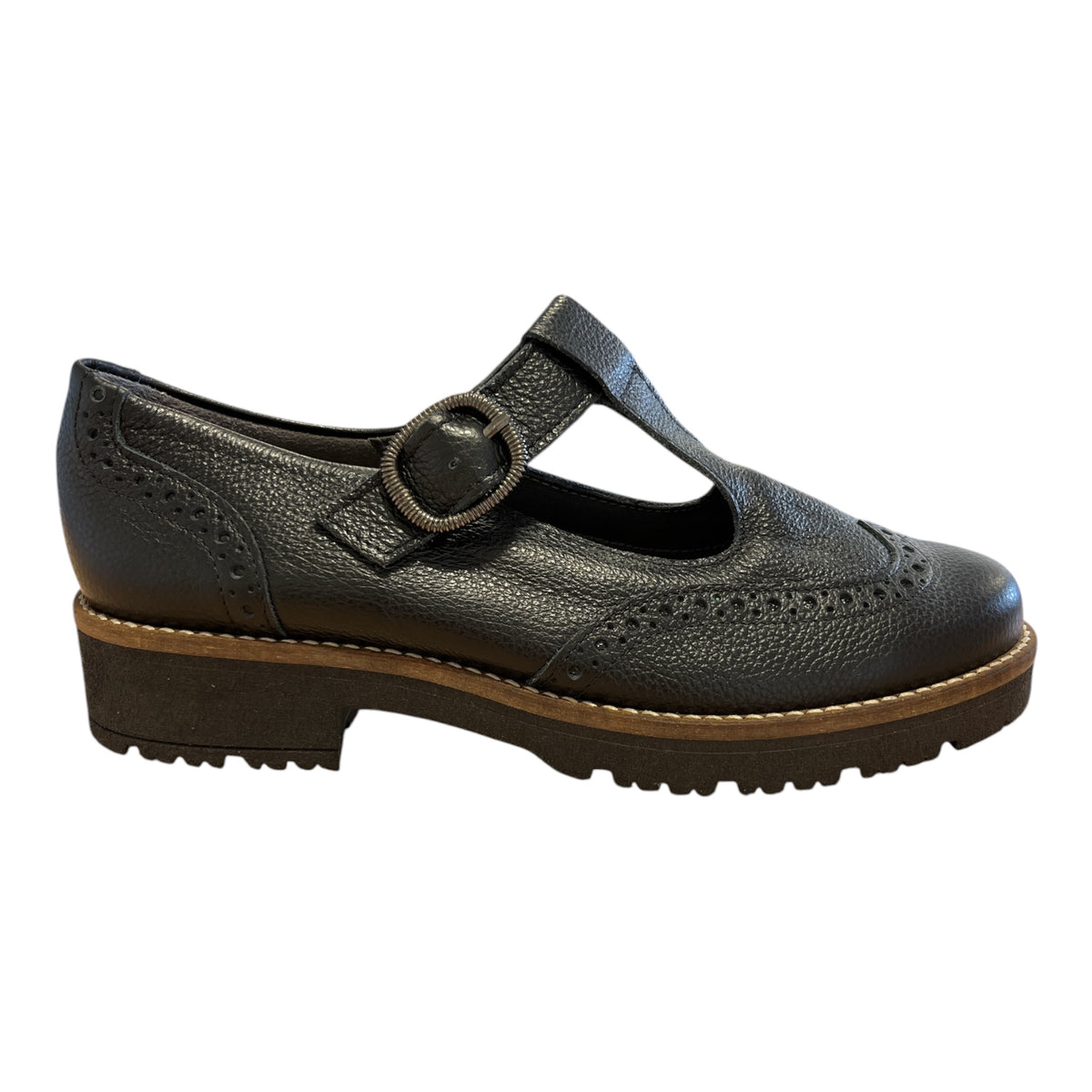 Pitillos Black Leather Mary-Jane Brogues 11.565