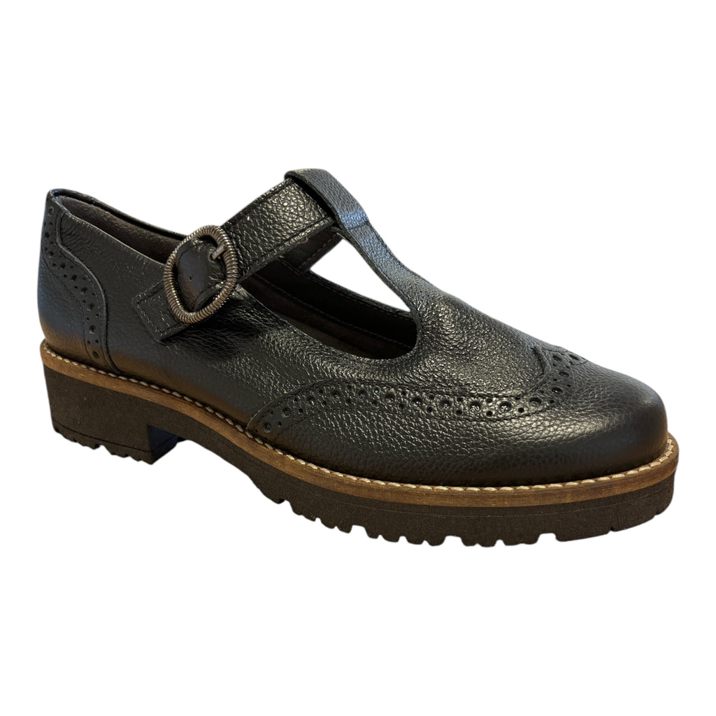 Pitillos Black Leather Mary-Jane Brogues 11.565