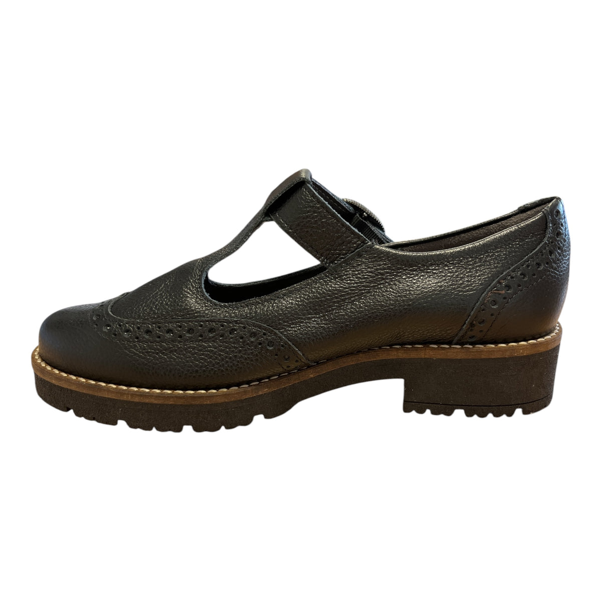 Pitillos Black Leather Mary-Jane Brogues 11.565