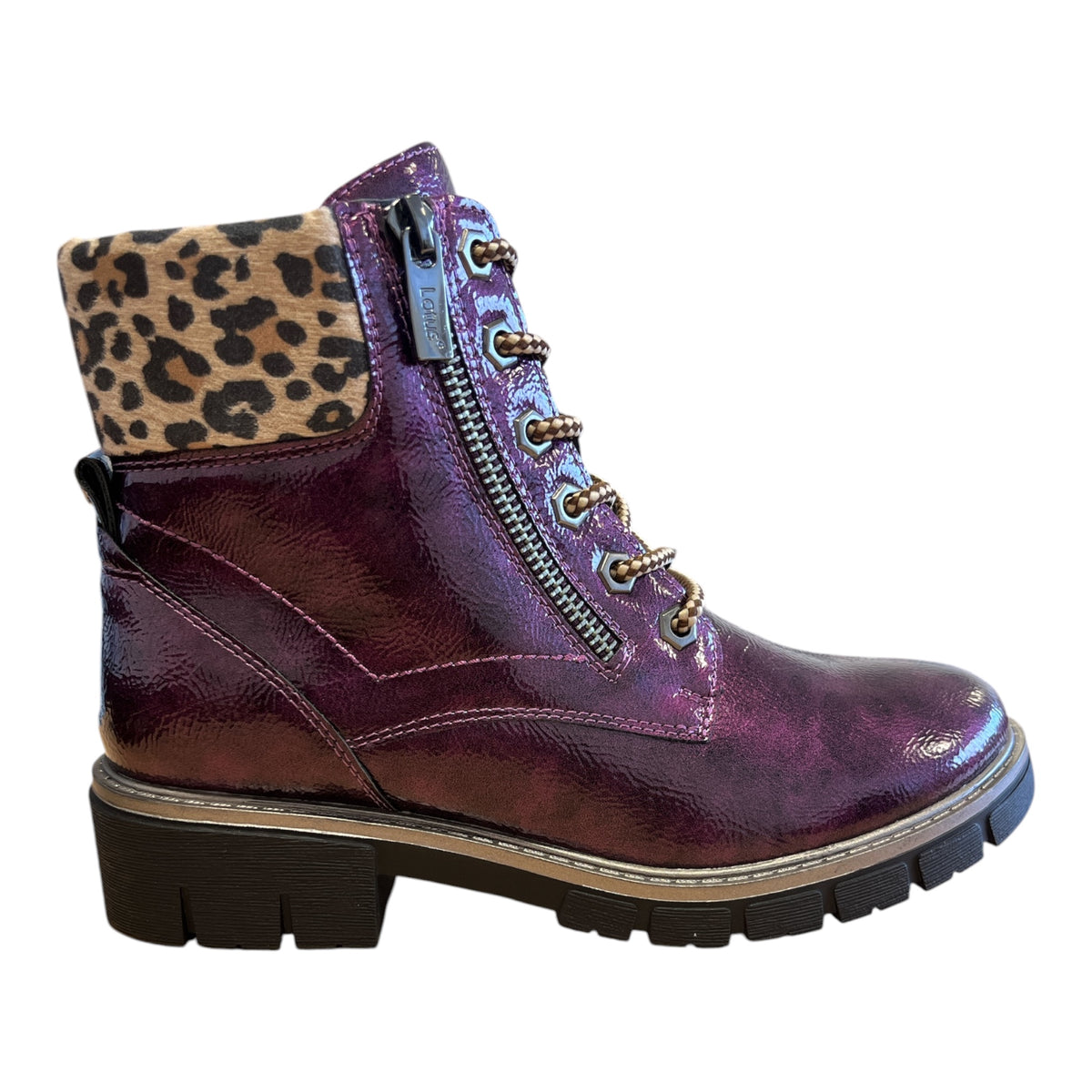 Lotus Charleston Purple Patent Ankle Boots