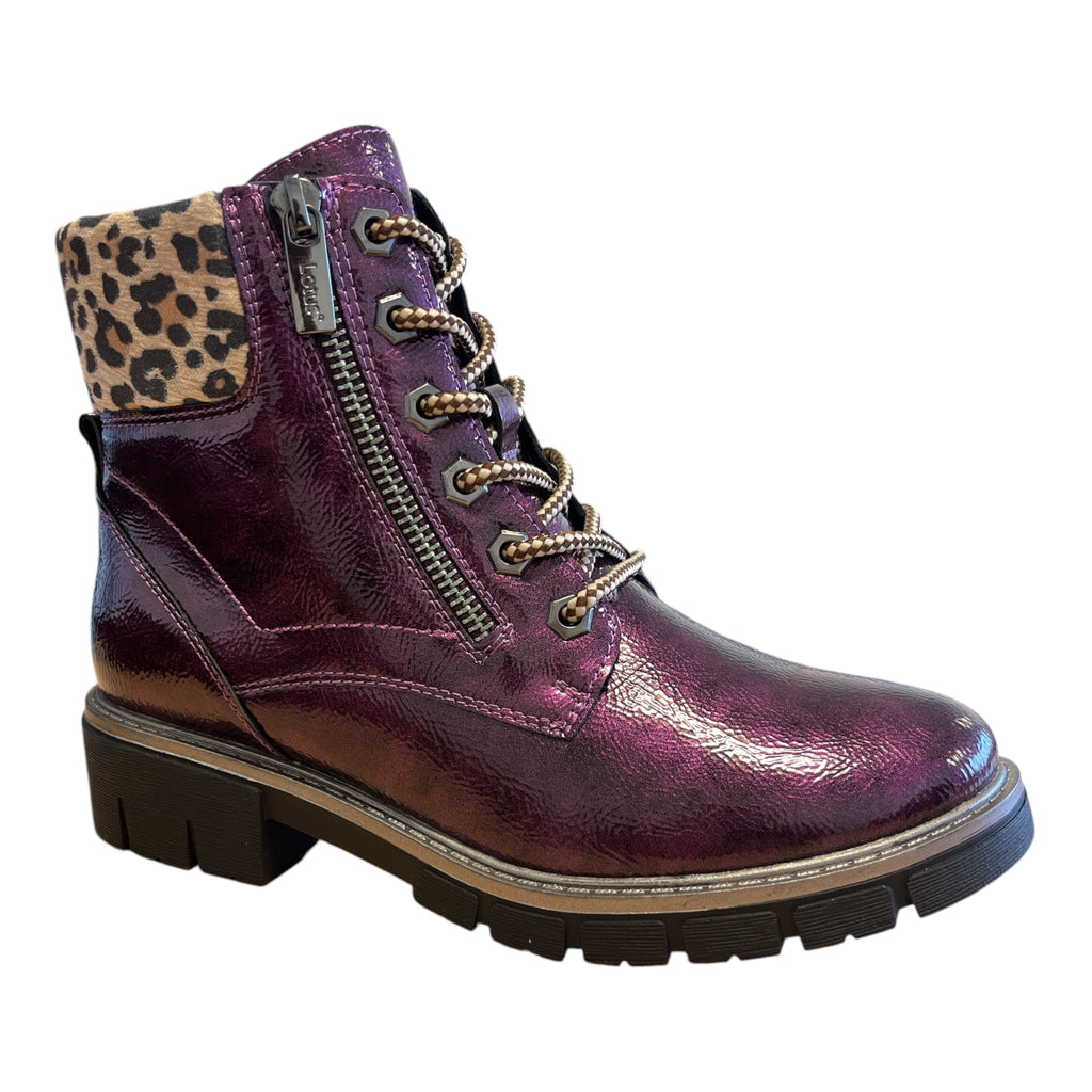 Lotus Charleston Purple Patent Ankle Boots
