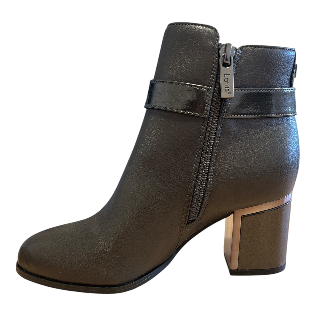 Lotus Amarin Grey Heeled Ankle Boots