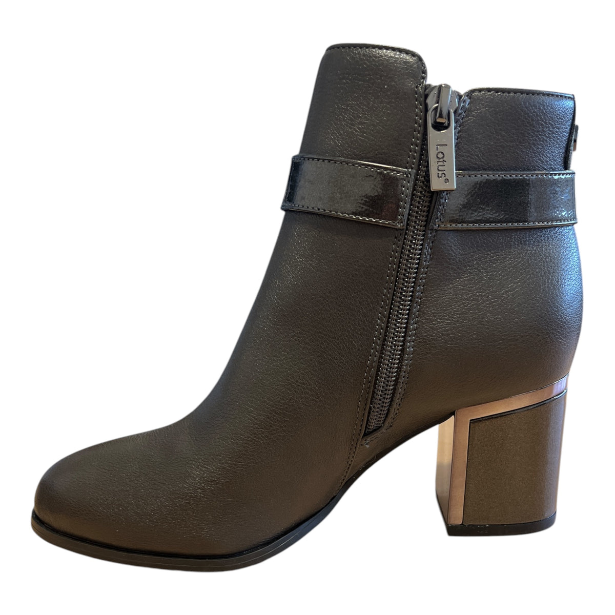Lotus Amarin Grey Heeled Ankle Boots