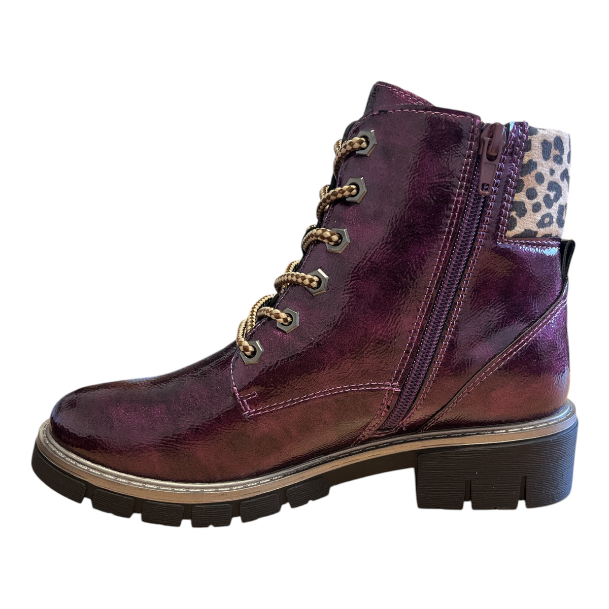 Lotus Charleston Purple Patent Ankle Boots
