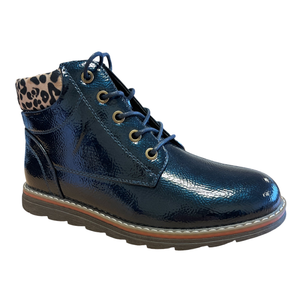 Lotus Naomi Navy Patent Ankle Boots