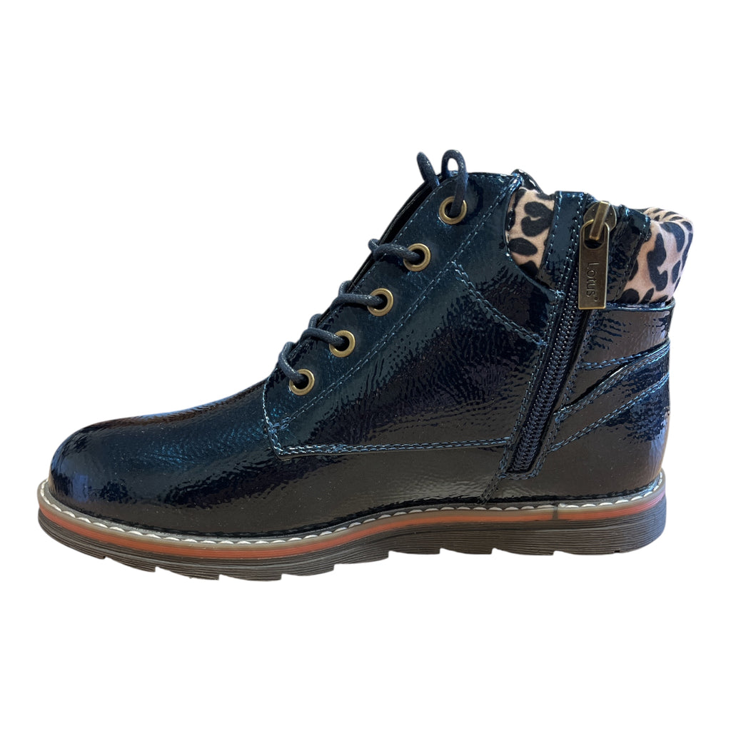 Lotus Naomi Navy Patent Ankle Boots