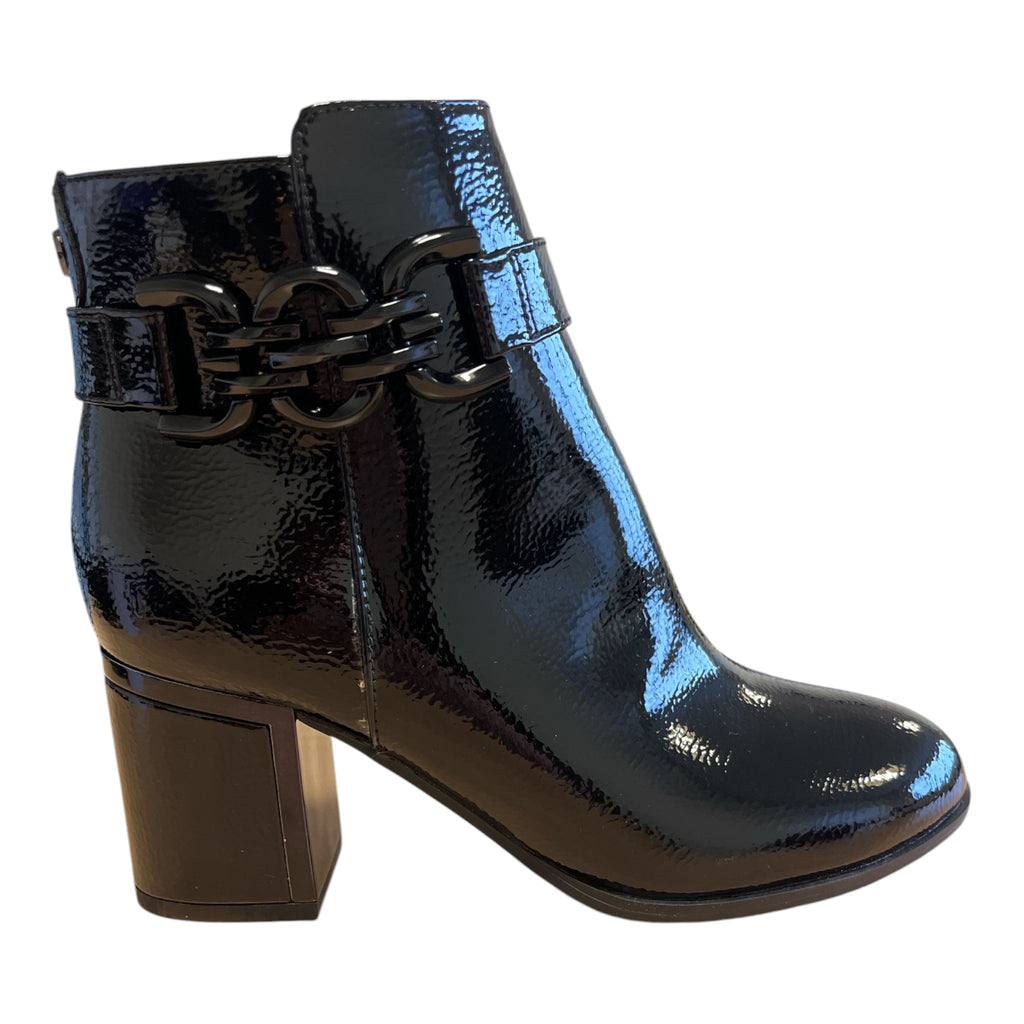 Lotus Amarin Black Patent Heeled Ankle Boots
