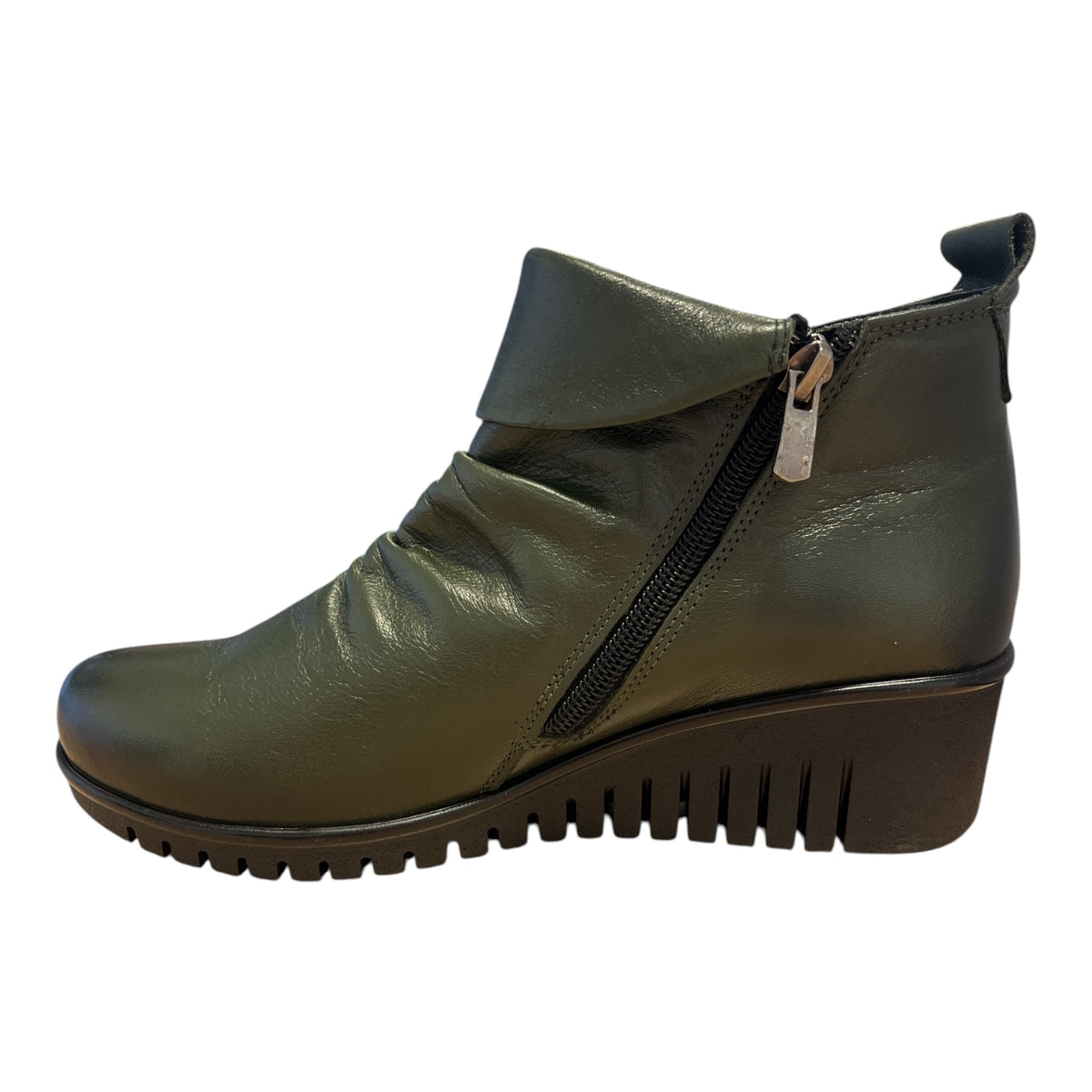 Lotus Cordelia Khaki Wedge Boots