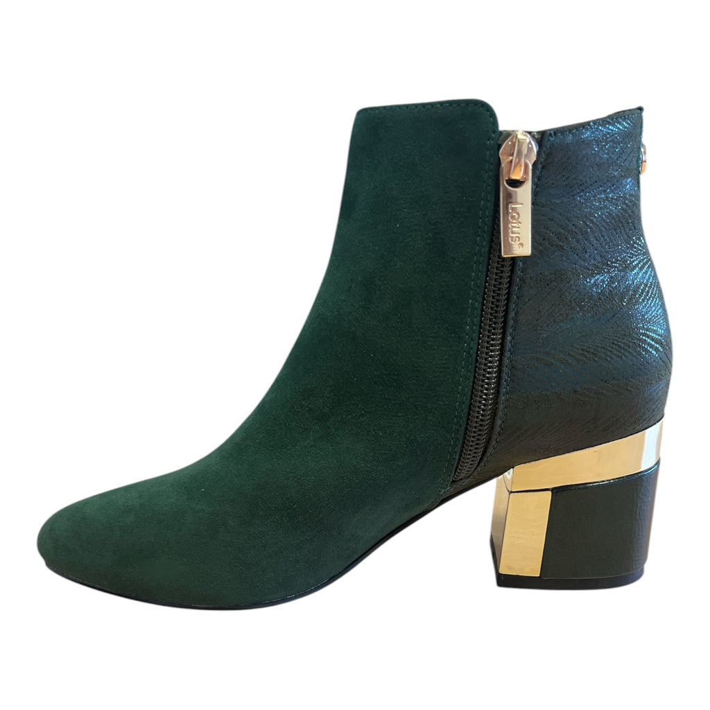 Lotus Green Heeled Ankle Boots