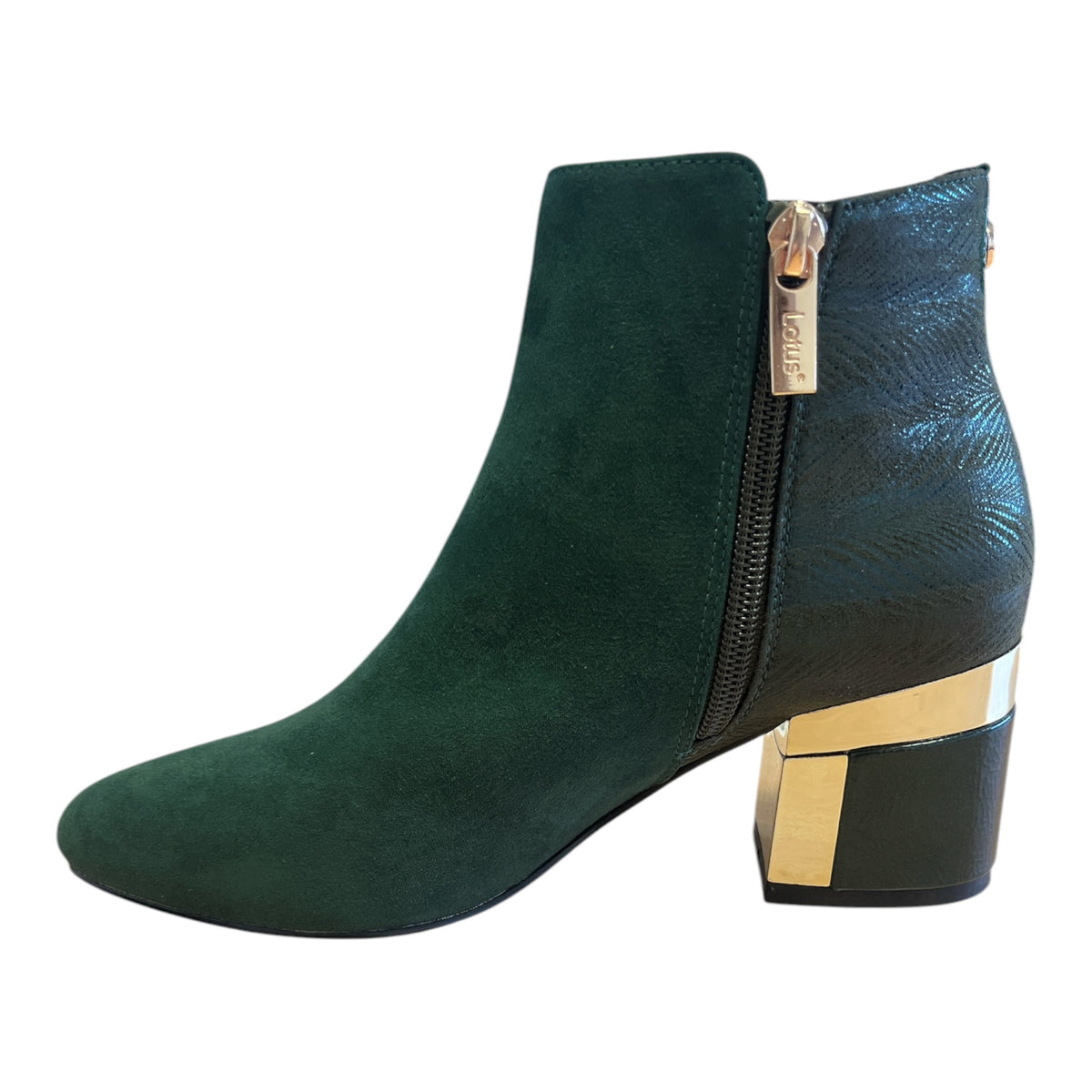 Lotus Green Heeled Ankle Boots