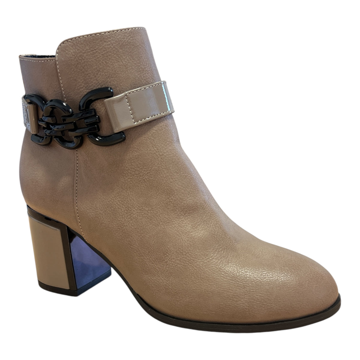 Lotus Amarin Taupe Block Heel Ankle Boots