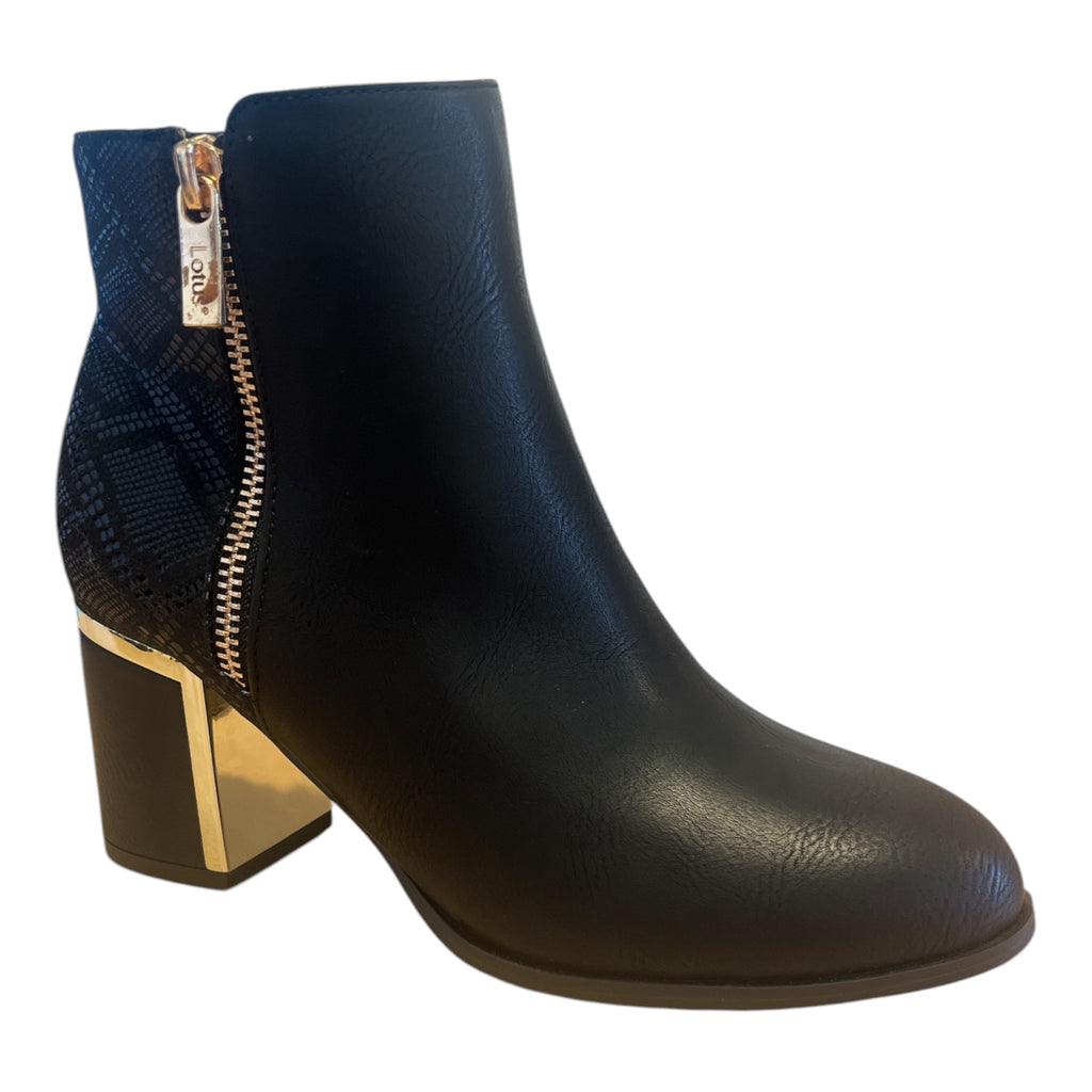 Lotus Athens Black Ankle Boots