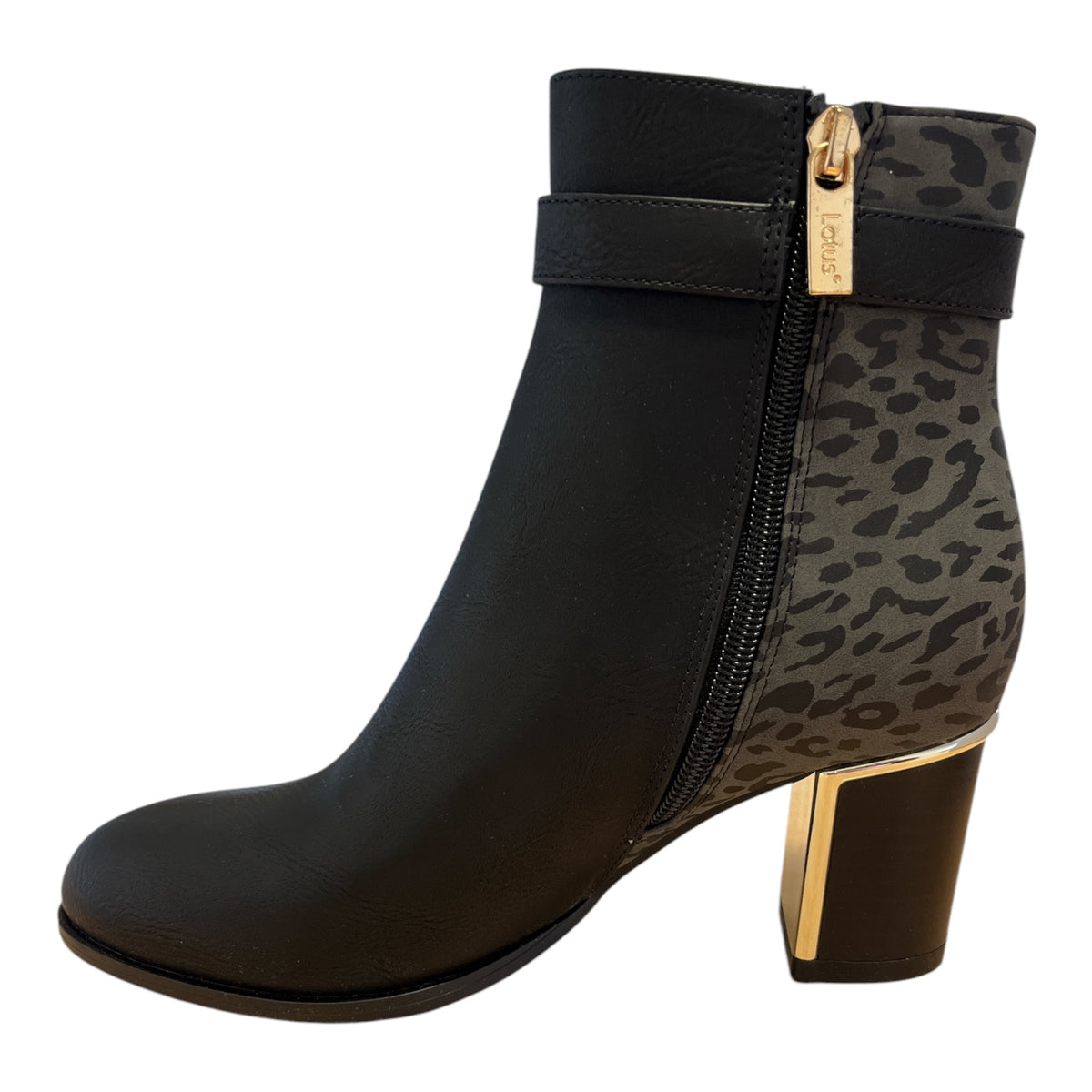 Lotus Monica Black Ankle Boots