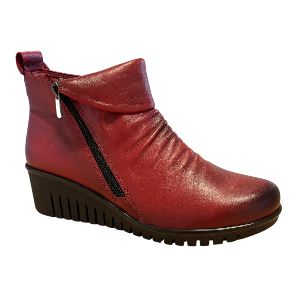 Lotus Cordelia Red Leather Wedge Ankle Boots