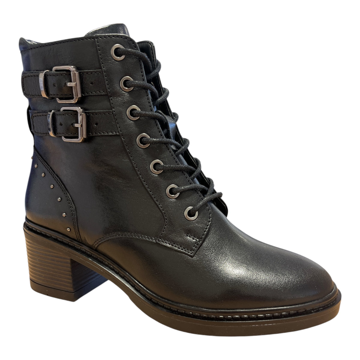 Lotus Parton Black Leather Ankle Boots
