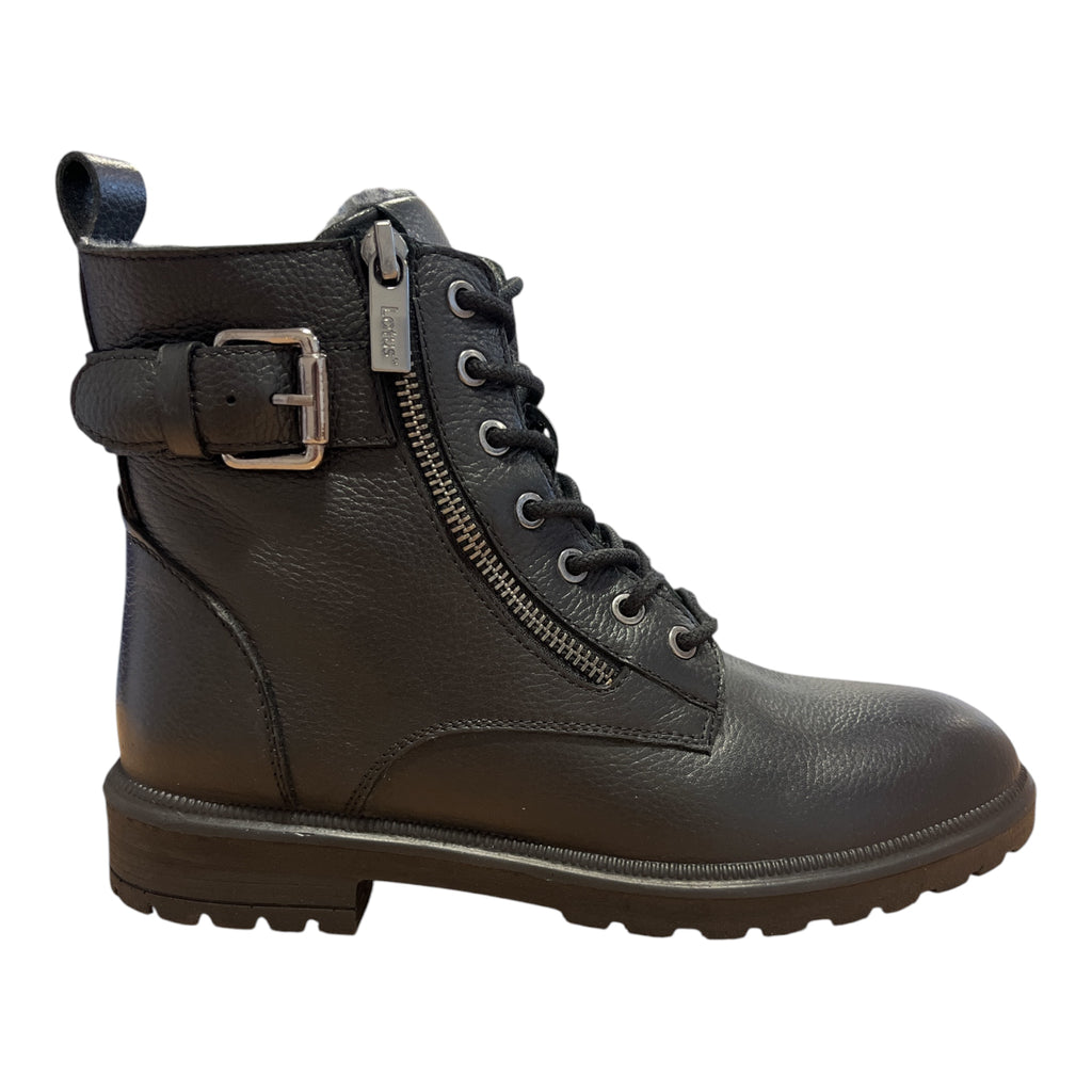Lotus Perth Black Leather Ankle Boots
