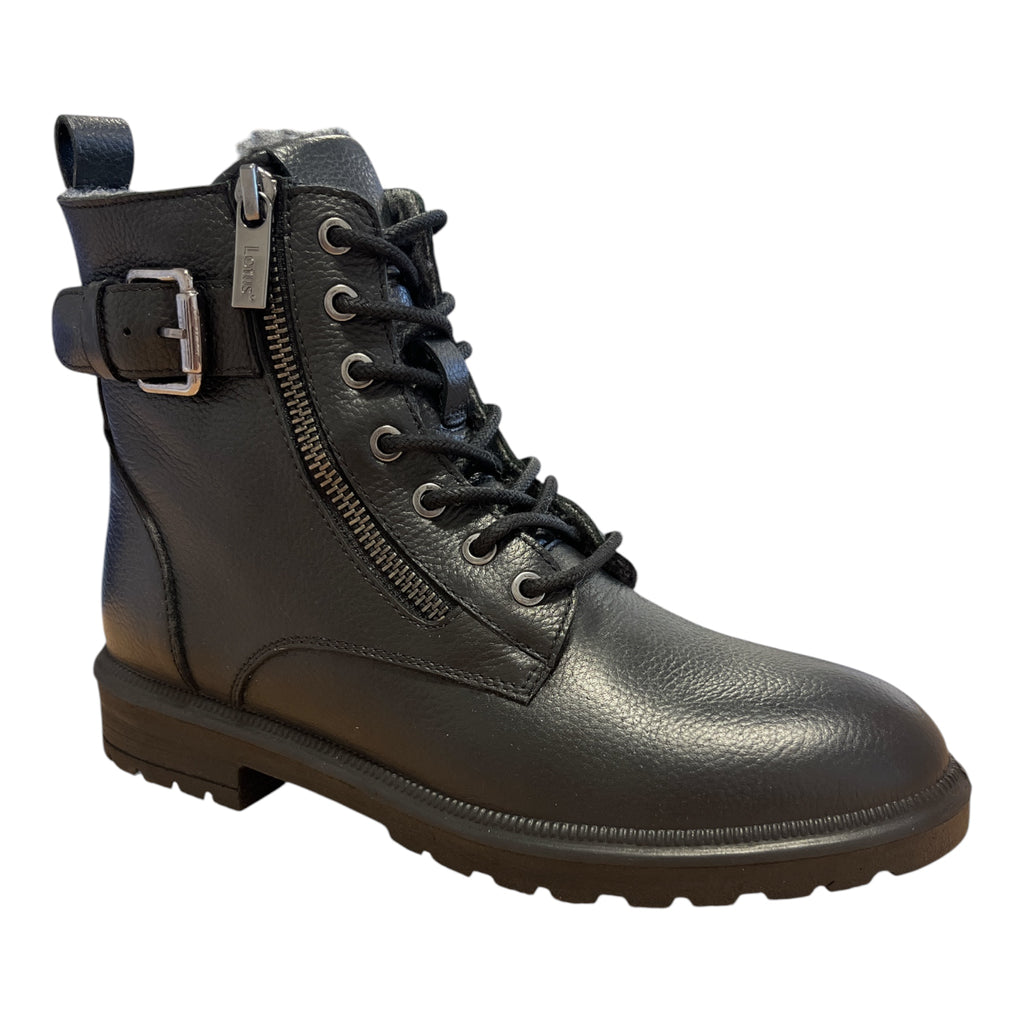 Lotus Perth Black Leather Ankle Boots