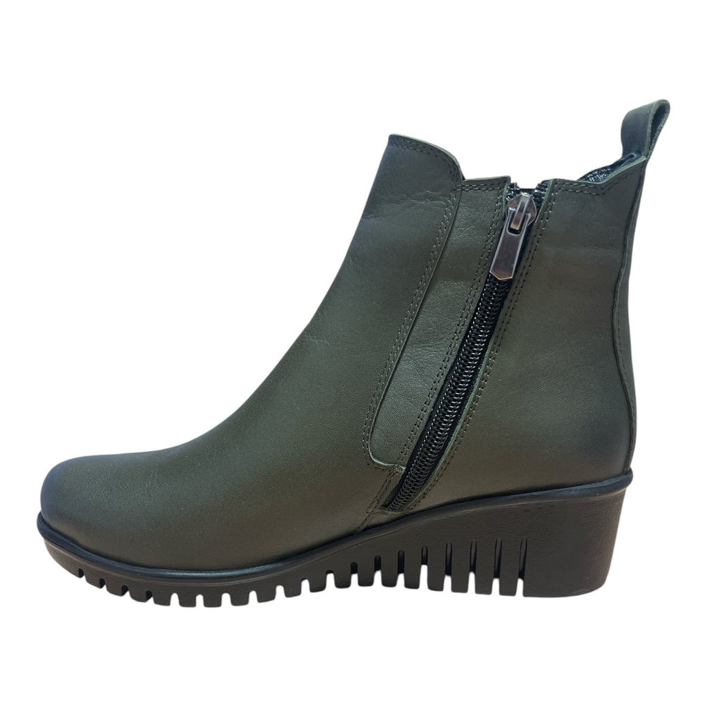 Lotus Dresden Khaki Wedge Ankle Boots