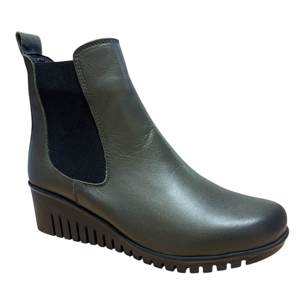 Lotus Dresden Khaki Wedge Ankle Boots