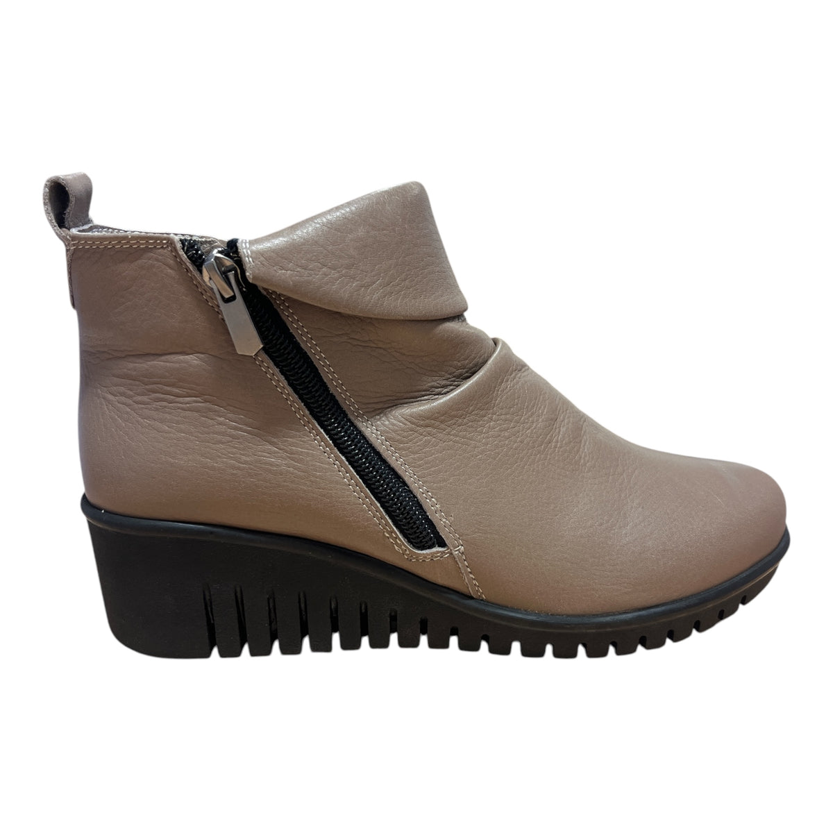 Lotus Cordelia Taupe Leather Wedge Ankle Boots