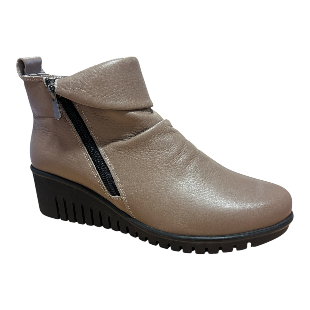 Lotus Cordelia Taupe Leather Wedge Ankle Boots