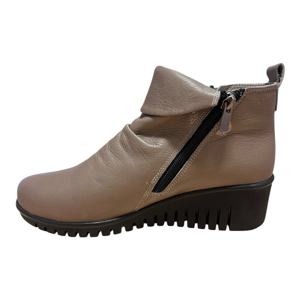 Lotus Cordelia Taupe Leather Wedge Ankle Boots