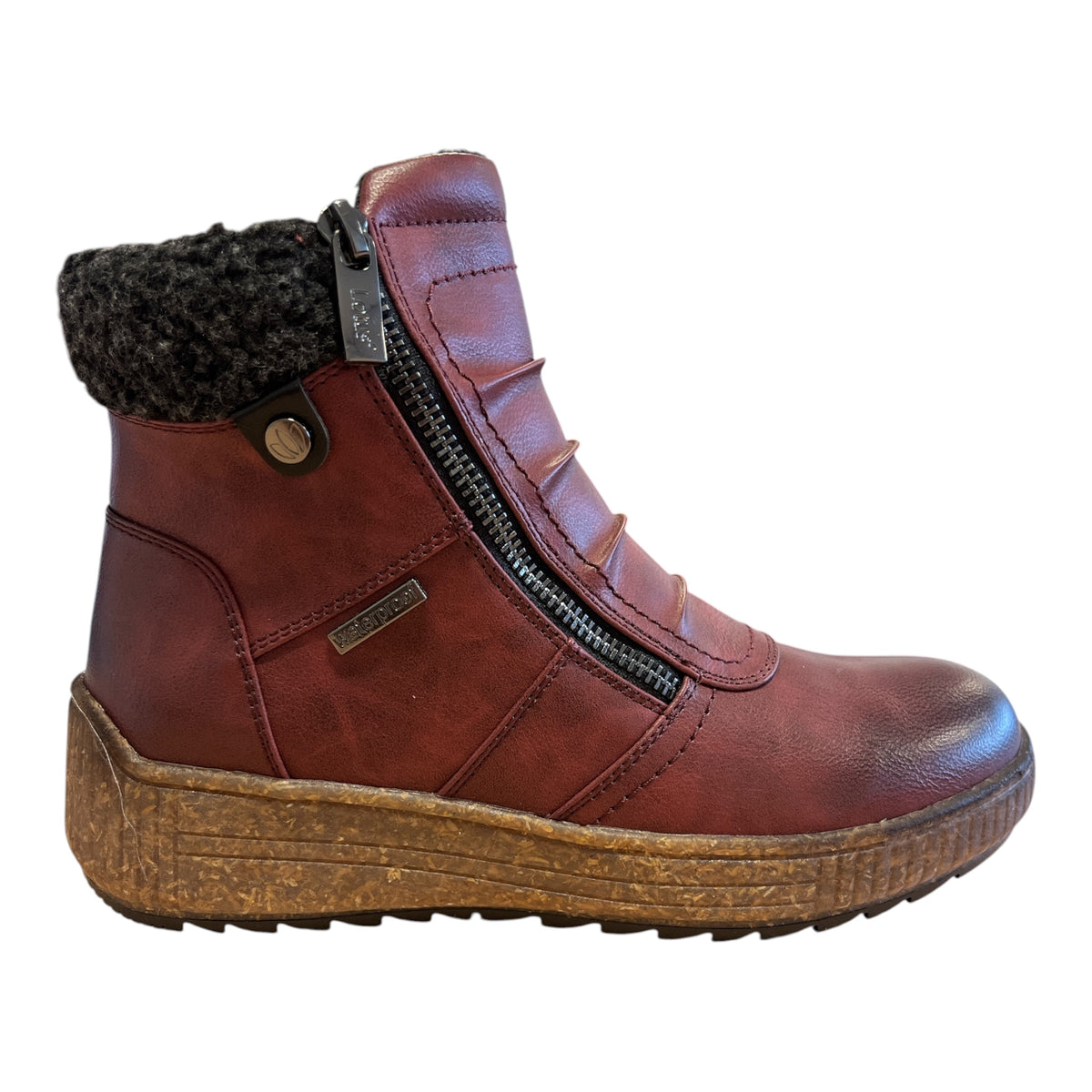 Lotus Burgundy Waterproof Ankle Boots