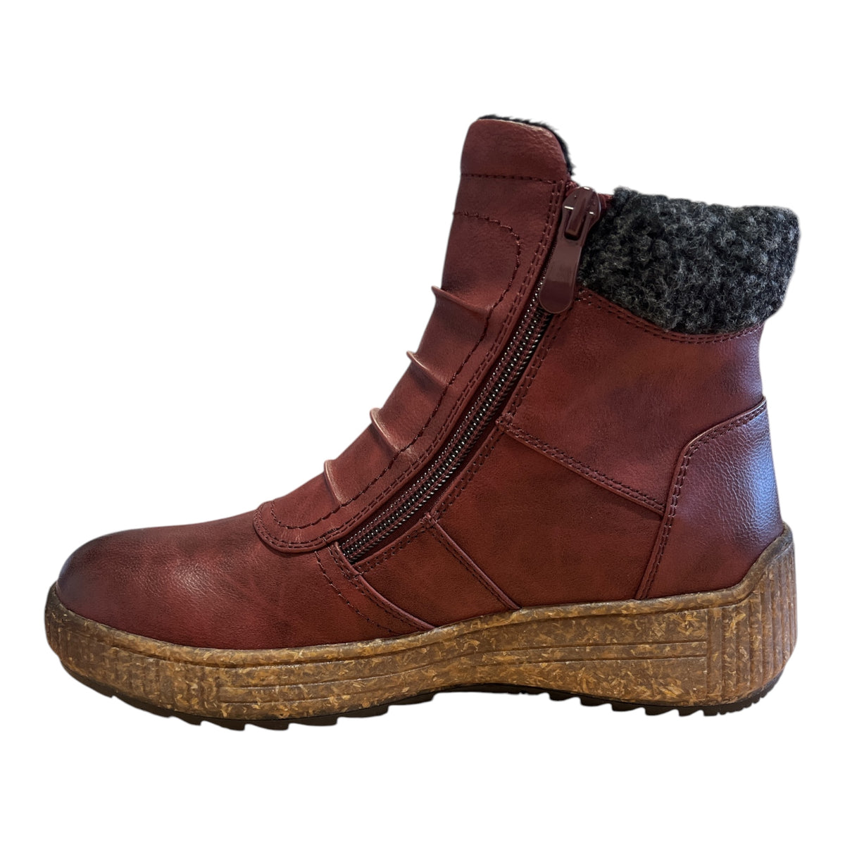 Lotus Burgundy Waterproof Ankle Boots
