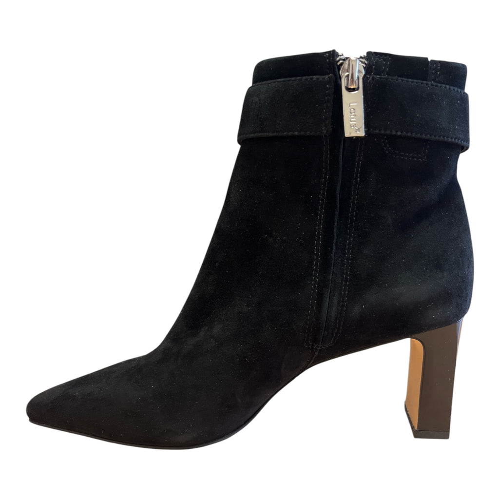 Lotus Nadine Black Suede Heeled Ankle Boots