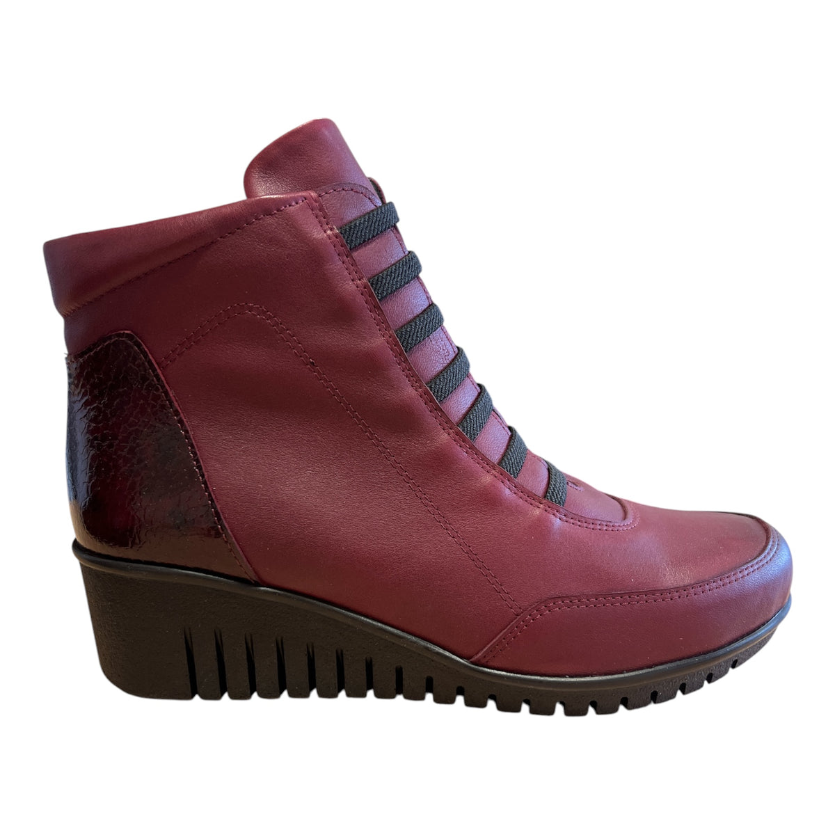 Lotus Myrthe Burgundy Wedge Ankle Boots