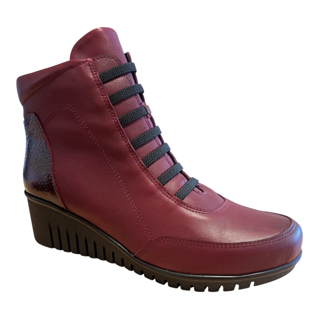 Lotus Myrthe Burgundy Wedge Ankle Boots