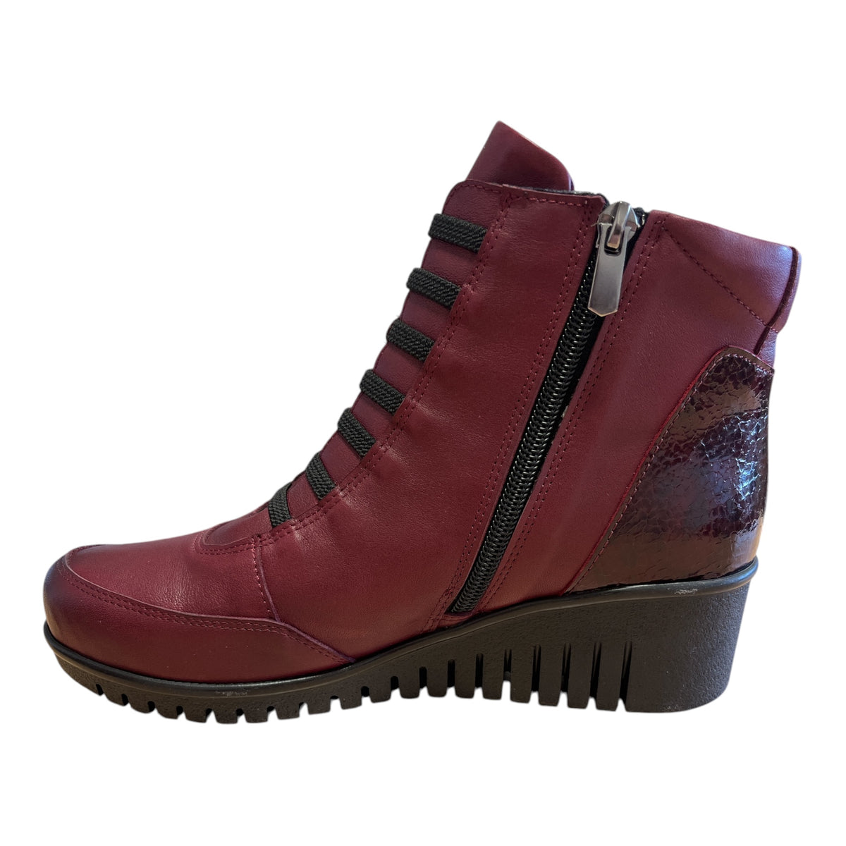 Lotus Myrthe Burgundy Wedge Ankle Boots