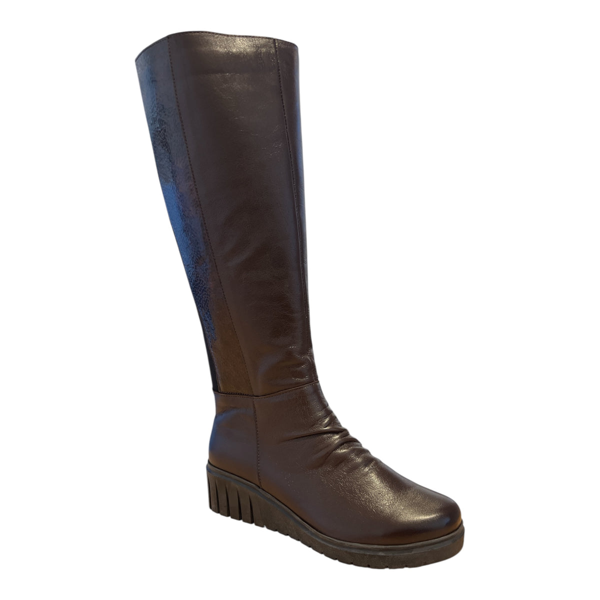 Lotus Brown Leather Knee-High Boots