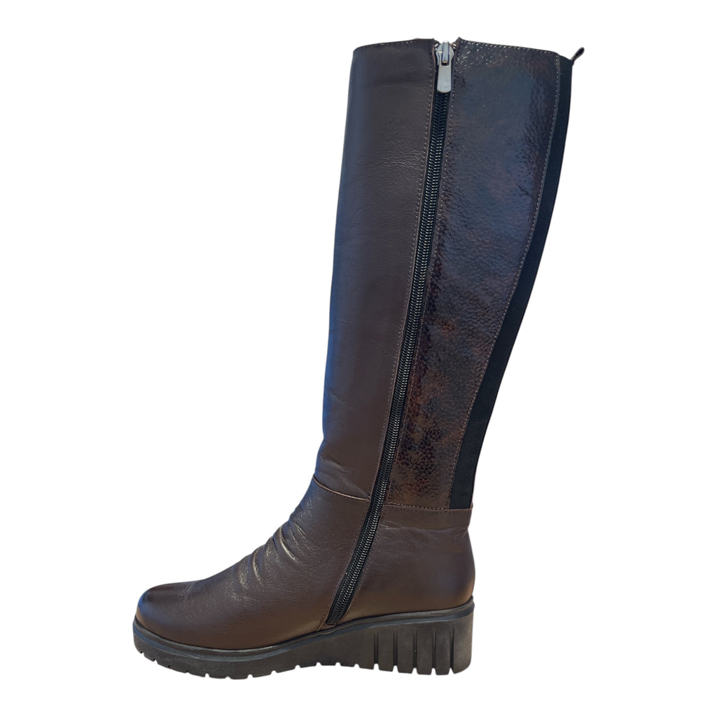 Lotus Brown Leather Knee-High Boots