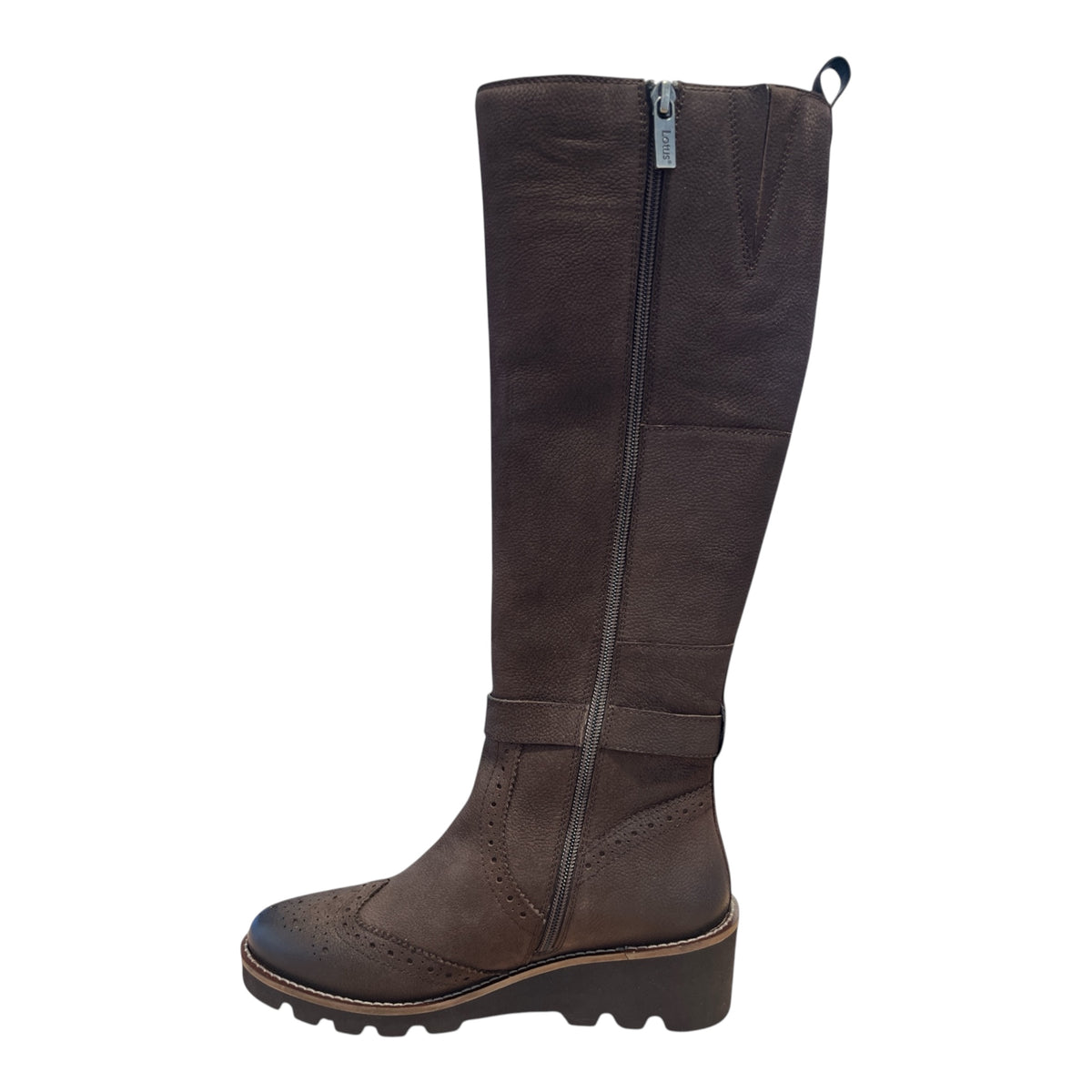 Lotus Sloane Brown Wedge Knee-High Boots