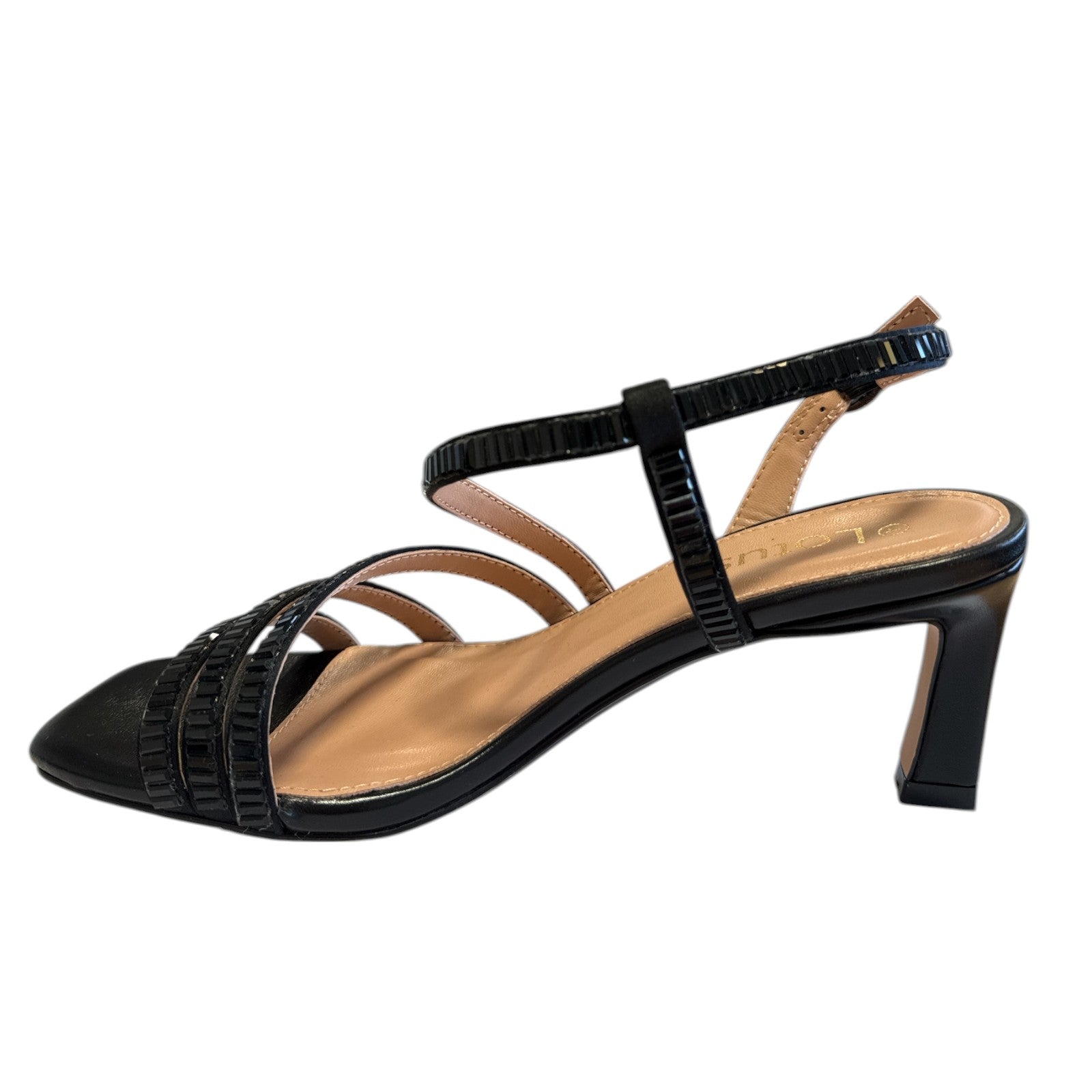 Lotus Imelda Black Embellished Sling-Back Sandals